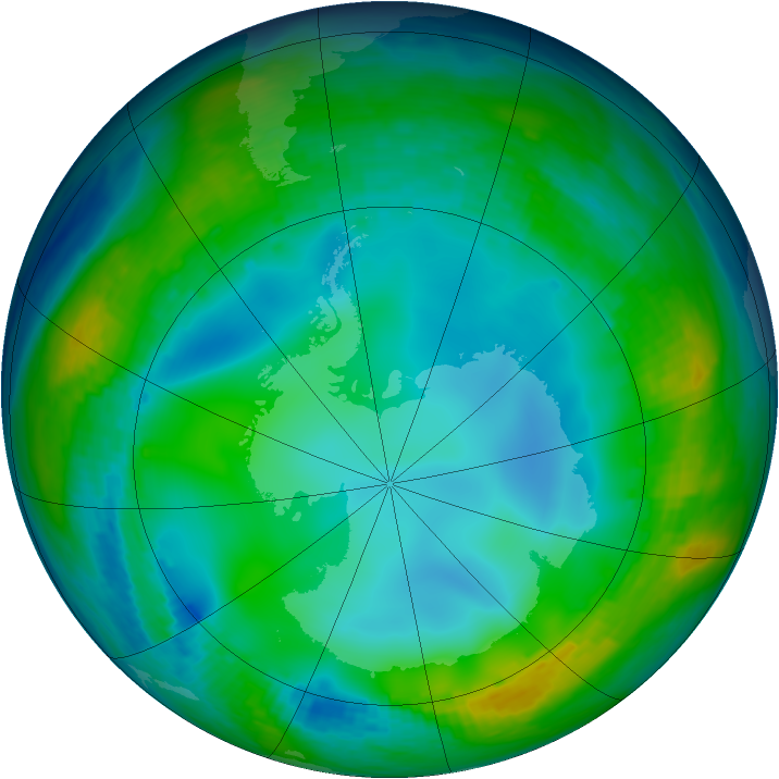Antarctic ozone map for 07 June 1992